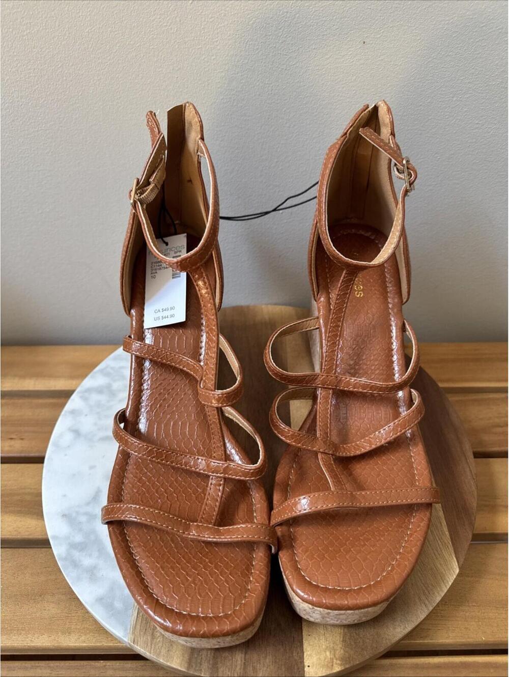 Maurices Women's Cork AVA Python wedge 3.5-inch  10 M brown. New